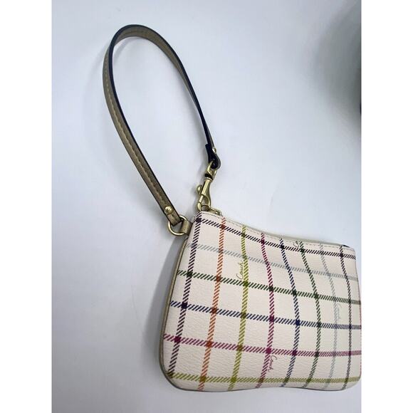Coach Peyton Heritage Multicolor Tattersall Logo Script Wristlet Pouch - Picture 3 of 7